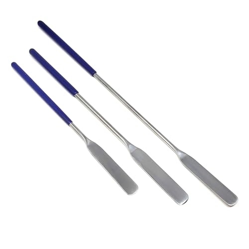 A2Z 3pc Lab Spatulas Stainless Steel Sampler Spatula with Comfort Grip Handle for Mixing Transfering Cream, Powder, Medicine, Cap Filler, Cosmetic Spatulas - Lab Use Supplies - 6
