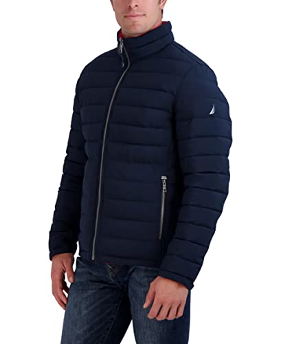 Image of Nautica Men's Reversible Quilted Puffer Jacket -Midweight Mechanical Stretch Winter Coat