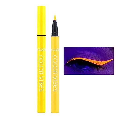 UV Glow Neon Liquid Eyeliner, Matte Colored Eyeliners Pen, Rainbow Colorful Neon Eyeliner Pencil Pigmented Waterproof Smudgeproof Long Lasting Eye Liner for Halloween Christmas Makeup (Ginger)