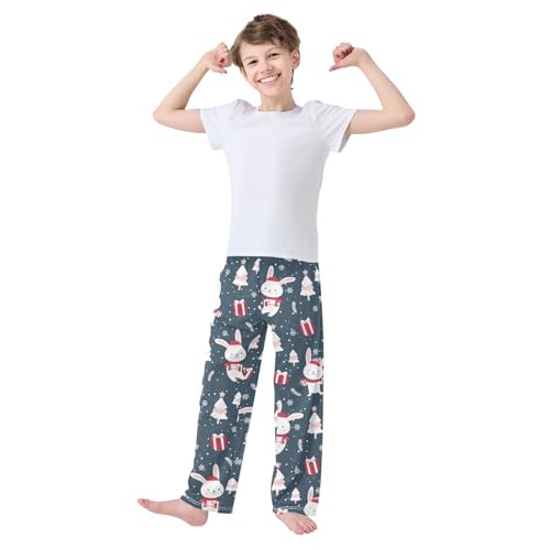 Boys' Pants Bunny Christmas Xmas Tree Long Bottoms Jogger Pants Elastic Waist Trousers with Pockets S-XL2