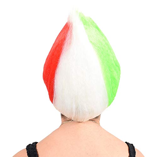 Cece Italy Flag Troll Wig Colorful Hairpiece For Halloween Sport Football Fan Costumes Party #TOP4