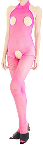 Combinaison Resille Ouverte - Lingerie Ultra Élastique - Flamant Rose Fuchsia - 40-75 kg Cover