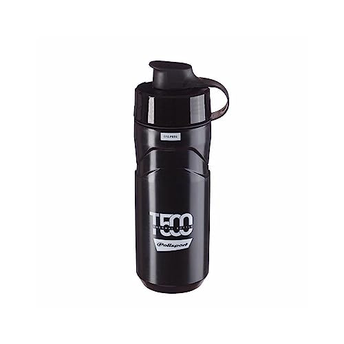 POLISPORT 8645500002 - Bidón Isotérmico T500 de Ciclismo de 500ml Botella de Agua para Ciclistas Bicicleta Sin BPA en Color Negro/Gris