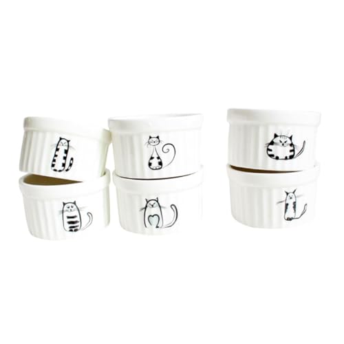 EXQUIMEUBLE 可愛らしい猫モチーフの陶瓷焼きボウル 滑らかで手に優しいセラミック製 サラダ ご飯 デザートに 均一な熱伝導で蒸し卵やプリンも