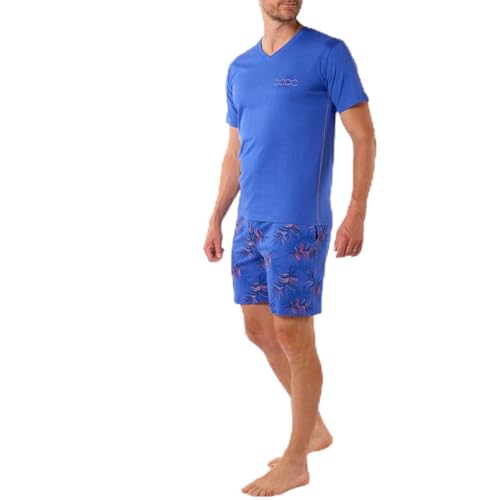 Pyjashort homme 100% coton DODO bleu ensemble de nuit léger et doux