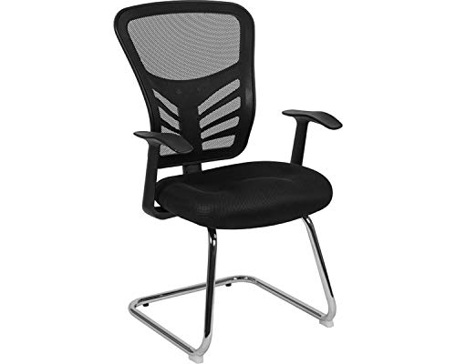 Flash Furniture Steve Black Mesh Side Reception Chair With Chrome Sled Base #TOP18