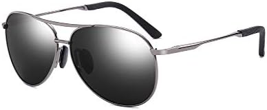 Polarized Sunglasses for Men-Metal Frame black aviator sunglasses UV 401 Protection(Gun/Grey)