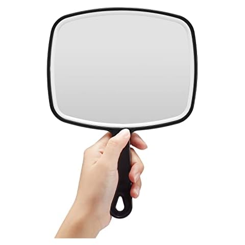 OMIRO Black Handheld Square Mirror with Handle Cover