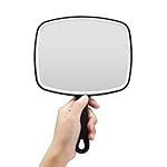 OMIRO Hand Mirror, Black Handheld Mirror with Handle, 6.6″ W x 9.2″ L