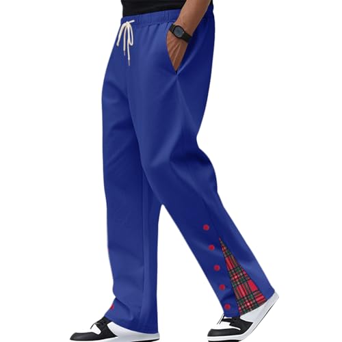 Mens Casual Pants Sports Loose Leggings Long Panel Comfortable Vacation Running Training Golf Pants with Pockets