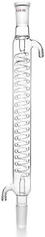 QWORK Graham Condensers Glass Condenser with 24/40 Joint 300mm Jacket Length for Laboratory