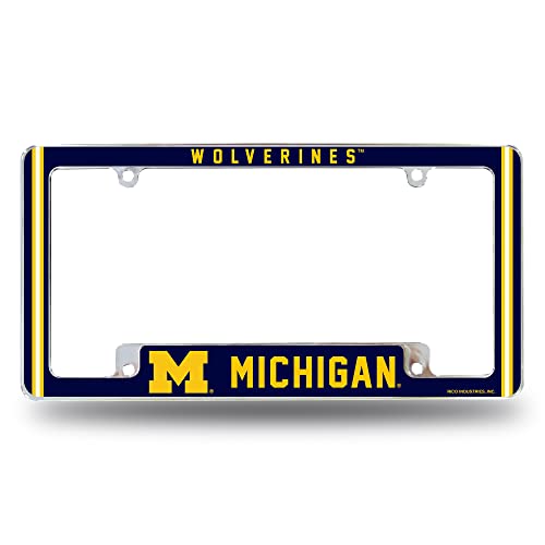Rico Industries NCAA Michigan Wolverines Alternate 12 x 6 Chrome All Over Automotive License Plate Frame for Car/Truck/SUV