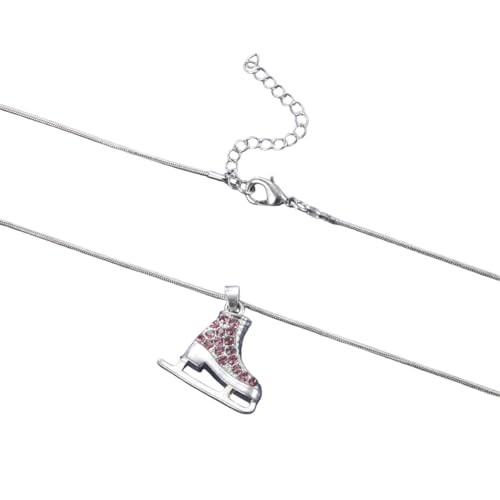 Collier patin à glace zircon 3D acier inoxydable bijou émail