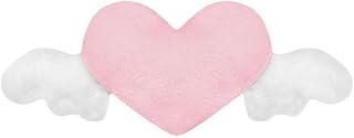 Pink Plush Heart Shaped Pillow,with Angel Wings Car Headrest Pillow Soft Comfortable Car Seat Pillow for Driving Travelling Room Office Car Decor Plush Pillow, OUKEYI-100988