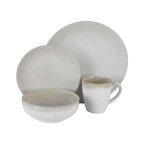 Gibson Elite Kashmir Round Reactive Glaze Stoneware Dinnerware Set, Service For Four (16Pcs), Sand #TOP1