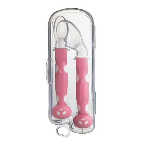 Fisher-Price Ultra Care Training Spoon Set For Babies (Pack Of 2, Pink, Silicone) - 18.5 Cm