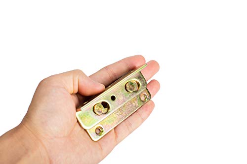 Kutir No-Mortise Bed Rail Fittings Complete Set Of 4 - Heavy Duty Rust Proof Frame Bracket For Connecting To Wood, Headboards And Foot-Boards, Universal Fit - 3.4 X 1.4 X 0.6 Inch High With Screws #TOP6