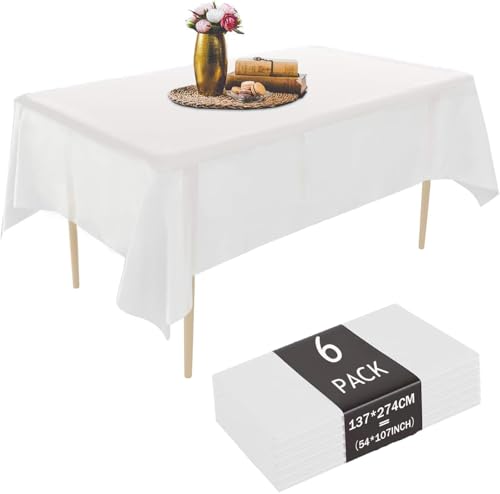 Lista de Manteles - los preferidos. 42 VIOPY 6Pcs Mantel Rectangular Desechables para Fiestas, 137 * 274 cm, Mantel de PEVA Impermeable, Mantel para Mesa Rectangular, Ideal para Bodas, Cumpleaños, Eventos y Comedo...