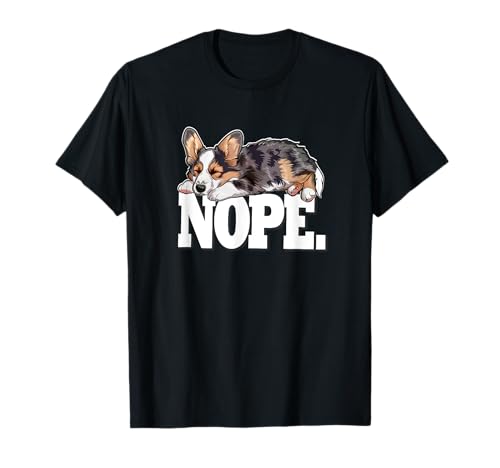 Funny Sleeping NOPE Blue Merle Corgi Puppy Lover Camiseta