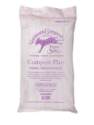 Vermont Compost Company - Compost-Plus Organic Container and Transplant Booster Mix | All-Natural Potting Soil for Plants & Vegetable Gardening - 20 Quarts | Gardeners Supply Co Exclusive