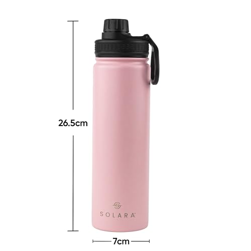 SOLARA Insulated Water Bottle 650ml, Hot Water Bottle, Thermosteel Water Bottles for Travel, Home, Office, School, Gym, Adults, Water Bottle Hot and Cold, Sipper Bottle, Angle Pink