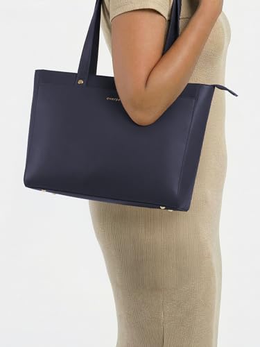 Image of Premium Work Tote Bag for Women with 16-Inch Laptop Compartment | Vegan Leather Office Travel Handbag with Trolley Sleeve, Water Bottle Pocket & Organized Compartments |