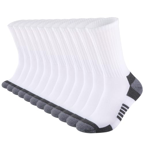 COOVAN Mens Athletic Crew Socks 6 Pairs Moisture Wicking Cushioned Comfortable Cotton 6 Pack Boot Sock