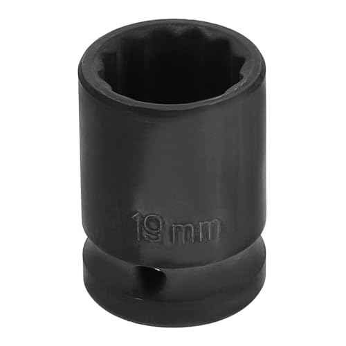 Image of HARFINGTON 1 /2 inch Drive x 19mm Shallow Impact Socket 12-Point Metric CR-V Steel Spindle Nut Impact Flip Sleeve for Home Auto Nuts Bolts Repair