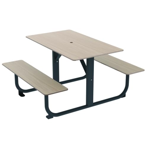 Table à fixer Symphonie Extrême - assises et plateau HPL, structure acier - anthracite mat - RAL...