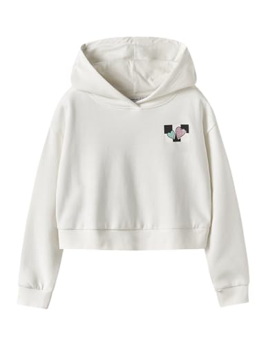 Sweat crop Name It pour fille un sweat-shirt relax blanc et brun à manches longues