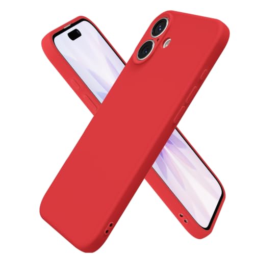 oakxco for iPhone 17 Case Silicone, Ultra Slim Thin Phone Case for Women Girls, Plain Solid Color Minimalist Aesthetic Cute Girly Design, Soft Rubber Gel TPU with Camera Cover Protection, Red