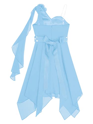 YiZYiF Kids Flower Girls One Shoulder Dress Irregular Wedding Pageant Dresses Evening Party Prom Ball Gown4