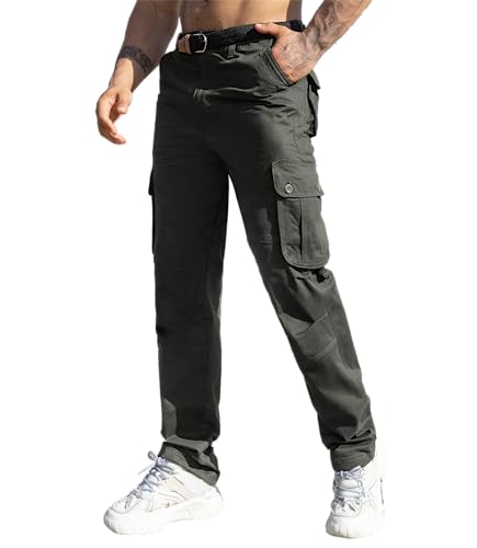 Glestore Cargo Pants For Men Relaxed Fit Baggy Hiking Pants Lightweight Tactical Pants With Pockets Green 32 #TOP5