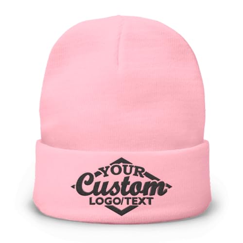 Custom Beanie Hat Personalized Embroidered Beanie Cap for Women and Men Design Logo Text Gift Winter Soft Warm Acrylic Beanie - Light Pink