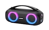 Fisher Portable Bluetooth Speaker IPX5 Water Resistent Speaker, 60W Peak Power Bluetooth Stereo Boombox HD Sound, 3H Playtime, LED Lights, TWS, BT5.3, FM Radio, AUX, Wireless Electronic Home Outdoor