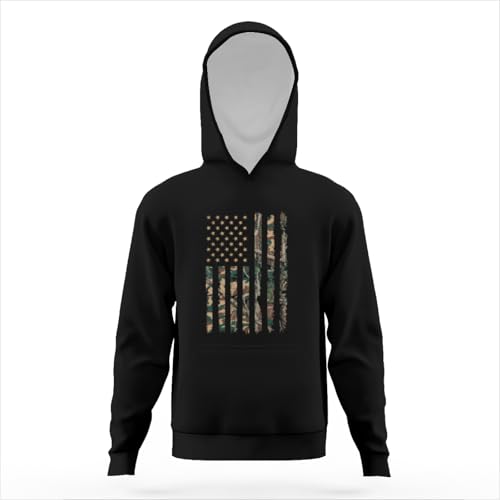 Vintage Camo American Flag USA Camouflage The Patriotic Hoodies for Teen Girls Boys Kangaroo Pocket Sweatshirt3