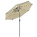 Yescom 9' Outdoor Solar Powered LED Umbrella 8 Ribs w/ 32 Lights for Patio Garden Deck Crank Tilt UV30 Beige