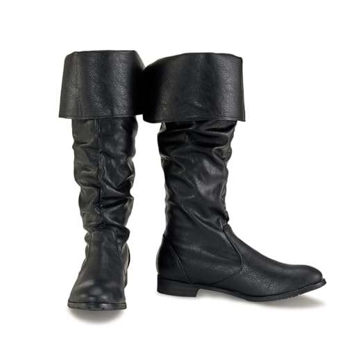 DUNHAO COS Medieval Male and Female Renaissance Pull On Mid Calf Gothic Boots Flat Jazz Boots Renaissance Boot US 11/CH 45