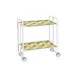 66 DHO - Table roulante pliante BAUHAUS châssis blanc, 2 plateaux