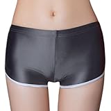 Women's Sheer Stretch Cheeky Boxer Underwear Oil Shiny Glossy Full Coverage Underwear Knickers Sexy Low Rise Neon Hip Boyshorts Panties Black L