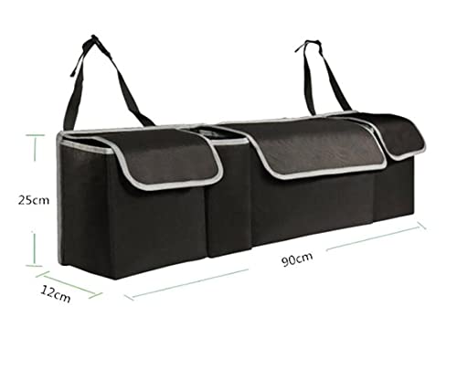 Image of House of Quirk Trunk Storage Organizer Car Travel Storage Bag 4 Compartment Multi Pocket Car Trunk Organizer Car Holders for SUV,Truck,Auto,Minivan (Black, Oxford Fabric), Clothing
