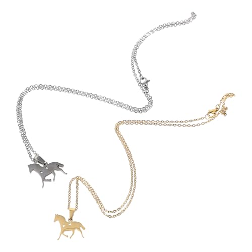 GALPADA 2 piezas Collar de Acero Inoxidable para Parejas con Colgante Caballo Hueco Forma de Corazón Decoración Elegante para Mujeres y Hombres Regalo para San Valentín