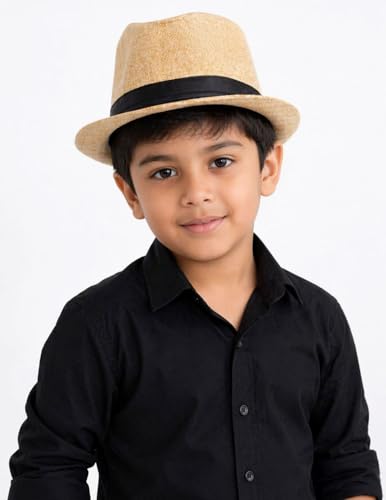 Image of BookMyCostume Golden Western Cowboy & Ballroom Style Hat| Fancy Dress Accessory for Dance, Stage Shows & Theme Parties For Kids