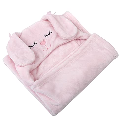 Image of Baby, Toddler Soft Plush Hooded Animal Face Security Blankets 40 inch x 28 inch Wearable Animal Blanket Hoodie for Babies 0-12 Months