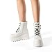 DREAM PAIRS Women Platform Combat Ankle Boots Goth Chunky High Heel Lace Up Motorcycle Booties,Size 7,White,DWUMAB2519
