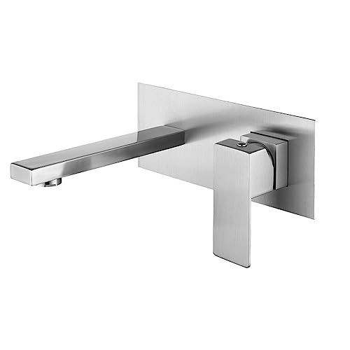 Robinet de lavabo mural en acier inoxydable durable avec poignée unique design noir mat