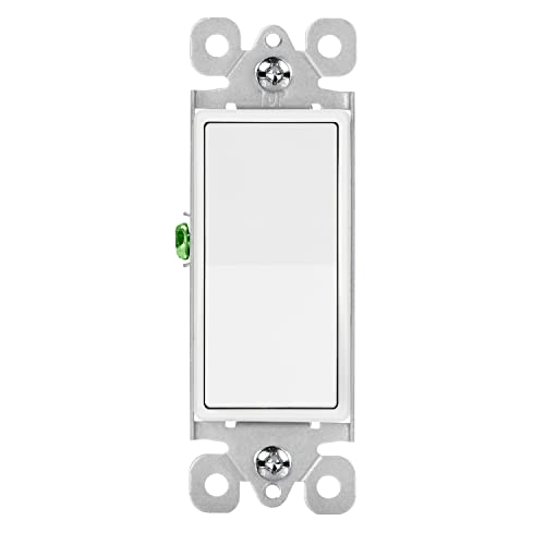 20 Pack - Electeck Single Pole Wall Light Switch, Rocker On/Off Paddle Control, 15A 120/277V, Wall Plate Included, Ul Certified, White #TOP5