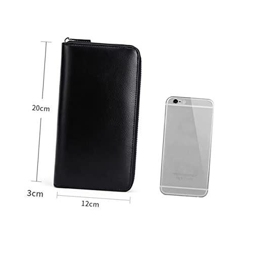 LIFKOME Cowhide Zippered Wallet Theft Card Holder Coin Purse Multiple Pockets Unisex Clutch for Wallet Clutch Credit Card Sleeves2
