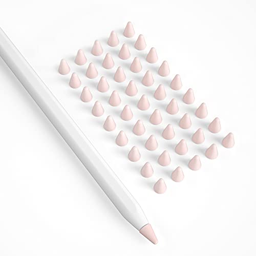 PZOZ 45個入り Apple Pencil ペン先 アップルペンシル 1/2 保護 カバー 第1世代/第二世代 tips 使いやすいです 超薄 静かな 滑り止め(ピンク)