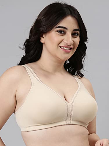 Image of Enamor Plush Comfort, Side Support and Lift Women's Everyday Full Support Plunge Bra - All Day Comfort, Non-Padded, Wirefree, High-Coverage - F024